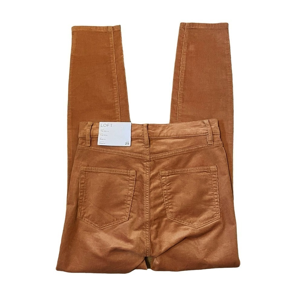 LOFT NWT Corduroys The Skinny High Rise Stretch Orange Brown Sienna Size 25 - Picture 5 of 10